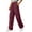 Wine, variant on Utoimkio Women's Drawstring Cargo Wide Leg Pants Elastic High Waist Multi Flap Side Cargo Pockets Solid Light Pink Casual Streetwear Trousers