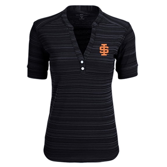 Women's Black Idaho State Bengals Strata Textured Henley Shirt