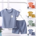 thumbnail image 5 of Baby Boy Outfits Summer Set For Kids Boys Toddler Spring Cartoon Printed Short Sleeve Beach 12 18 24 Month 3T 4T 5T Shirt and Jogger Shorts T-shirt with Elastic Waist Outfit 2 Piece, 5 of 7