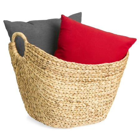 Best Choice Products Portable Large Hand Woven Seagrass Wicker Braided Storage Laundry Blanket Toys Basket Organizer for Home w/ Handles, Strong Steel Frame,