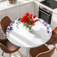 thumbnail image 2 of Round Table Cover 36-44 Inch Purple Eucalyptus Leaves Waterproof Reusable Table Cloth Round Fitted Vinyl Tablecloth with Elastic Edged for Parties Outdoors, Watercolor Summer Botanical, 2 of 9