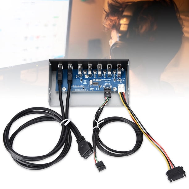 Panel Frontal de la Unidad Óptica USB3.0, panel frontal 7 puertos admite 6 dispositivos 19pin 4 Agujeros base de transferencia de potencia 5Gbps para 2k