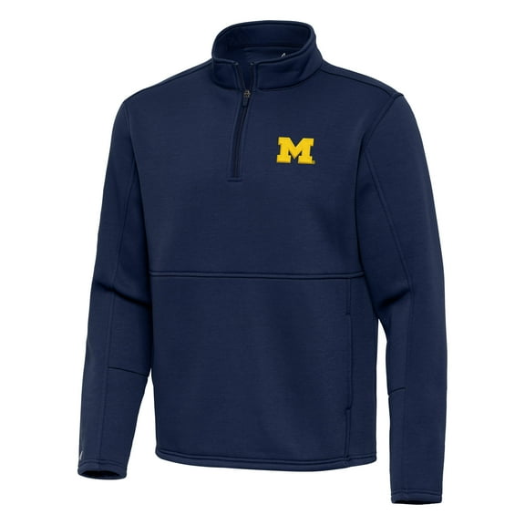 Men's Antigua Navy Michigan Wolverines Twist Quarter-Zip Pullover Jacket