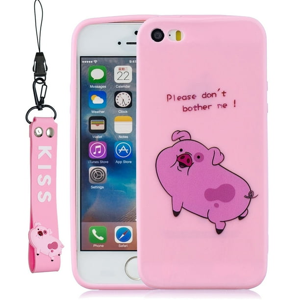 Iphone 5s Case Iphone Se 1st Generation Soft Case Dteck Shockproof Cartoon Silicone Protective Case Cover With Hand Strap For Apple Iphone Se 5g 5s Not Fit Se Pink Pig Walmart Com