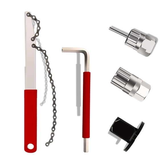 Bike Cassette Removal Tool Set 5 Piece with Chain Whip and Freewheel Remover Wrench for 8-11 Speed Cassettes, Bicycle Sprocket Lock Ring Extractor