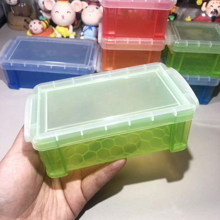 Yansion 6 Pack Small Plastic Box, 5.3 inchx2.3 inchx1.5 inch Stackable Mini Plastic Storage Box with Lid, Clear Plastic Organizer Container for