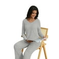 thumbnail image 5 of MINTREUS Women's Pajama Sets Long Sleeve V Neck Lounge Sets Soft Ribbed knit Sleepwear 2 Piece Pjs Set, 5 of 8