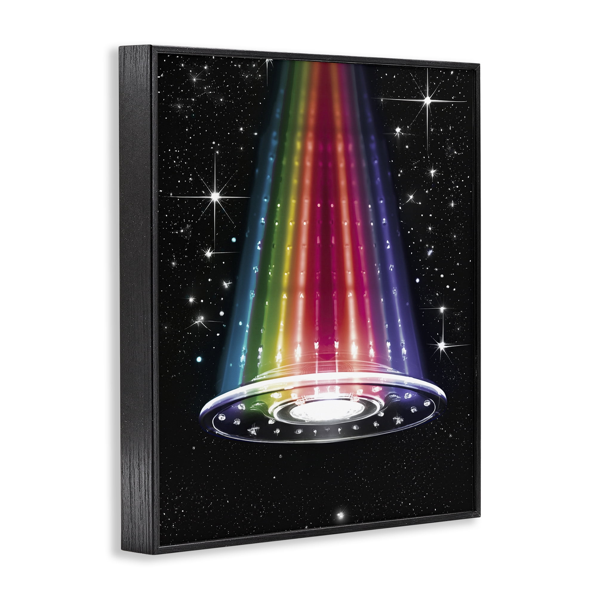 Rainbow Galaxy UFO Black Framed Giclee Art, design by Sasha