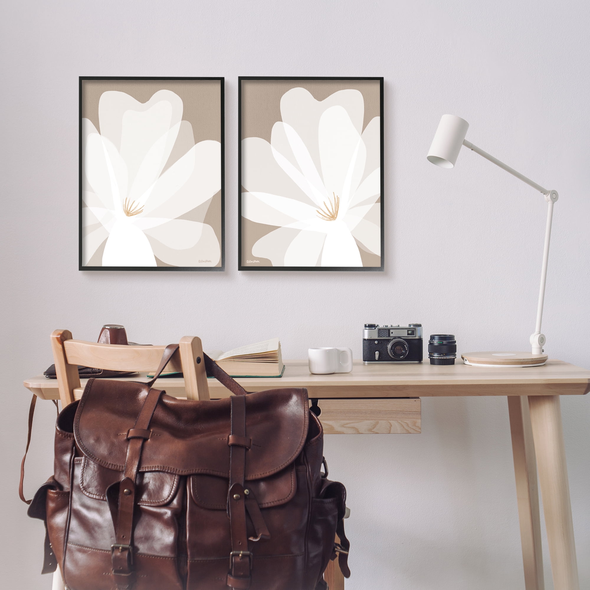 Stupell Industries White Boho Flowers Botanical & Floral Painting Black Framed Art Print Wall Art, 16 x 20