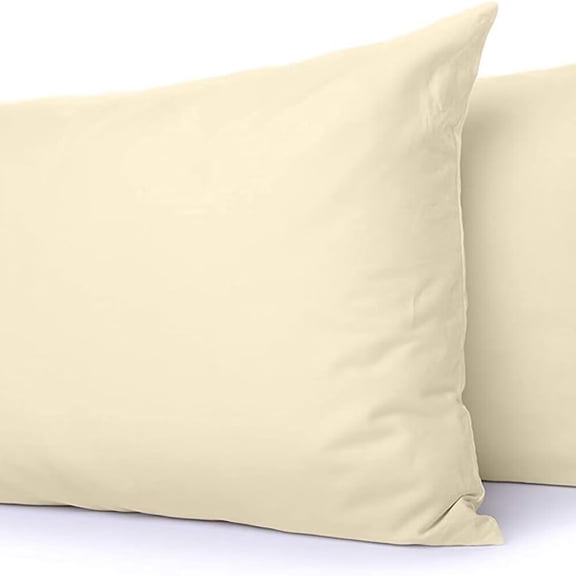 Standard Pillow Cases Set of 2 Ivory100% Natural Cotton 600 Thread Count Pillowcases Premium Ivory Cotton Pillowcases,Standard Pillowcase Pillow Covers,19 x 28 inch
