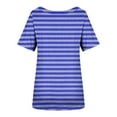 thumbnail image 4 of Otvok 2025 Womens Stripe Color Short Sleeve Tops Round-Neck Blouses, 4 of 6