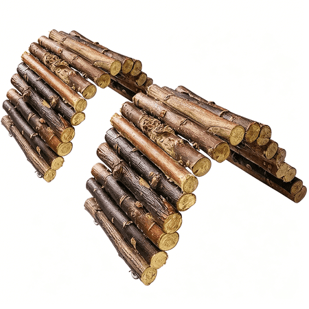 XIBUFE Hamster Bridge Rat Ladder Wooden Bridge Toy for Small Animals Cage Wood Ladder Natural Hideout for Guinea Pig Chinchilla Ferret Reptile (Pack of 2)