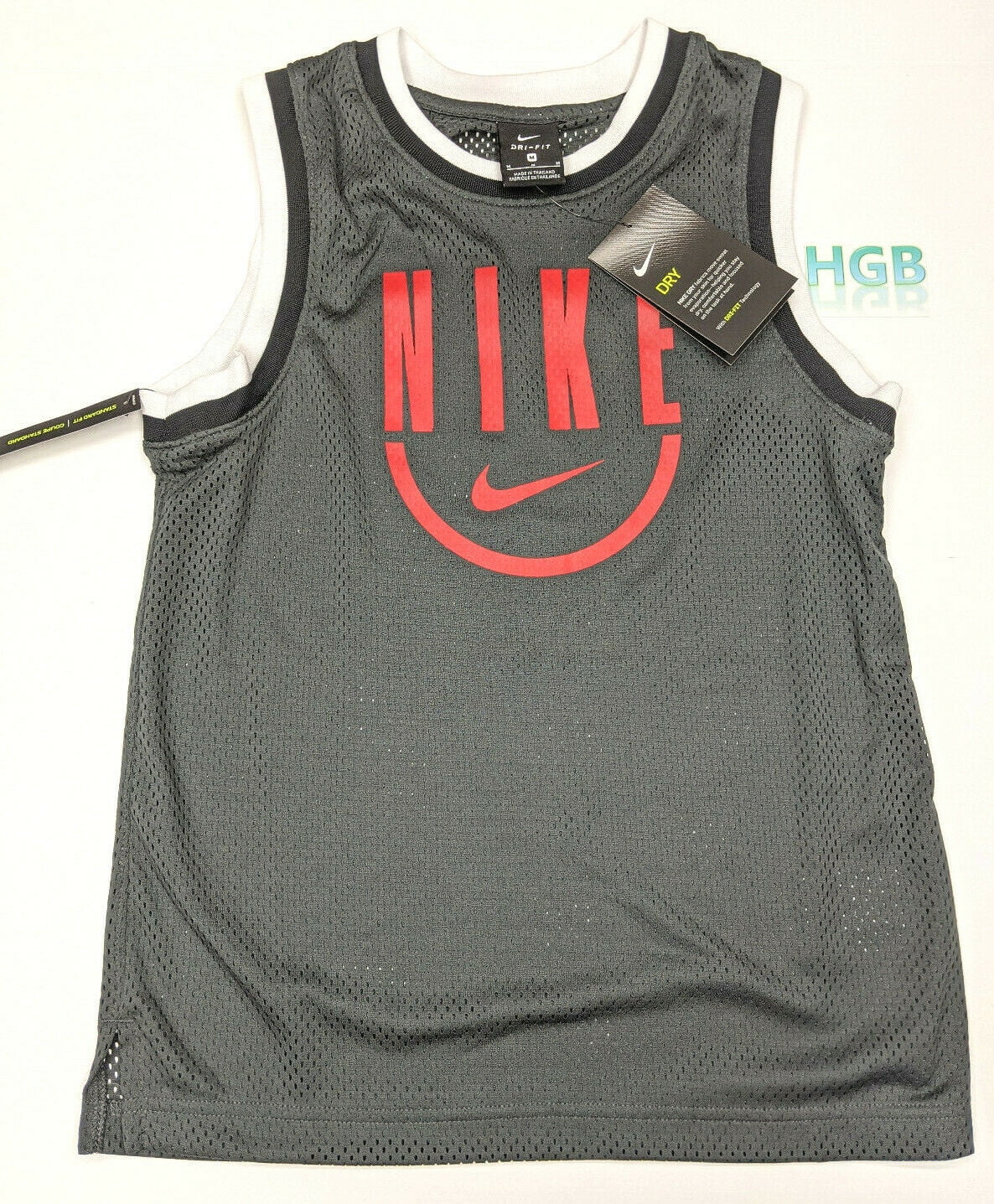 Nike - Nike Boys Basketball Sleeveless Shirt Breathable Gym Black Red AQ9595-060 NWT - Walmart