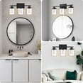thumbnail image 5 of Melucee 5CCT Dimmable LED Black Vanity Lights 3-light, Modern Vanity Lighting Fixtures with Crystal Light Columns and Clear Glass for Bathroom Bedroom, 5 of 6