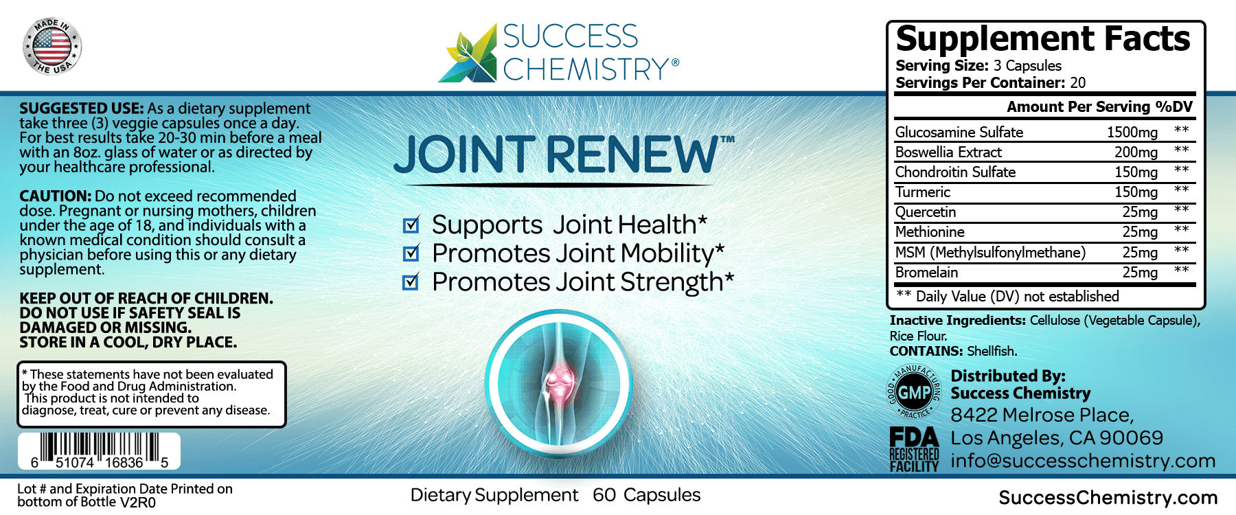 Success Chemistry Joint Health Vitamins Joint Mobility Supplement with Herbal Blend - General Health & Wellness Support for Adults - 60 Count