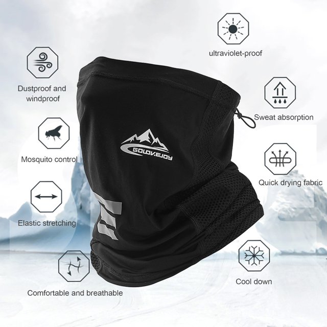 Toallita Bicicleta Protección UV, cubierta facial de seda helada, tubo para el cuello, pañuelo para exteriores, bufanda (negro)