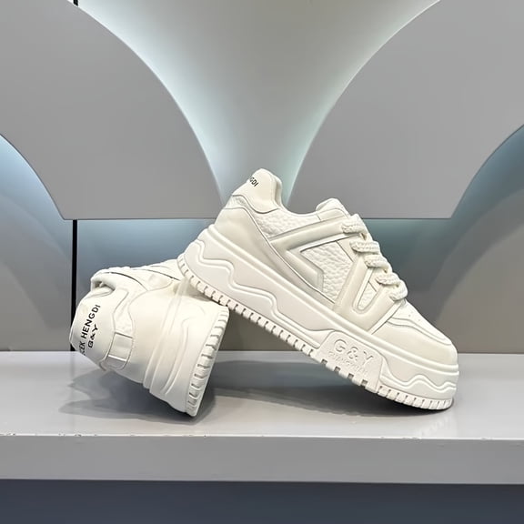 Men's Fashion Casual Sneakers, Low-top Lace-up Design, Wear-resistant Thick Sole, Suitable for Daily Casual and Sports Wear, Stylish Design, All-season Style