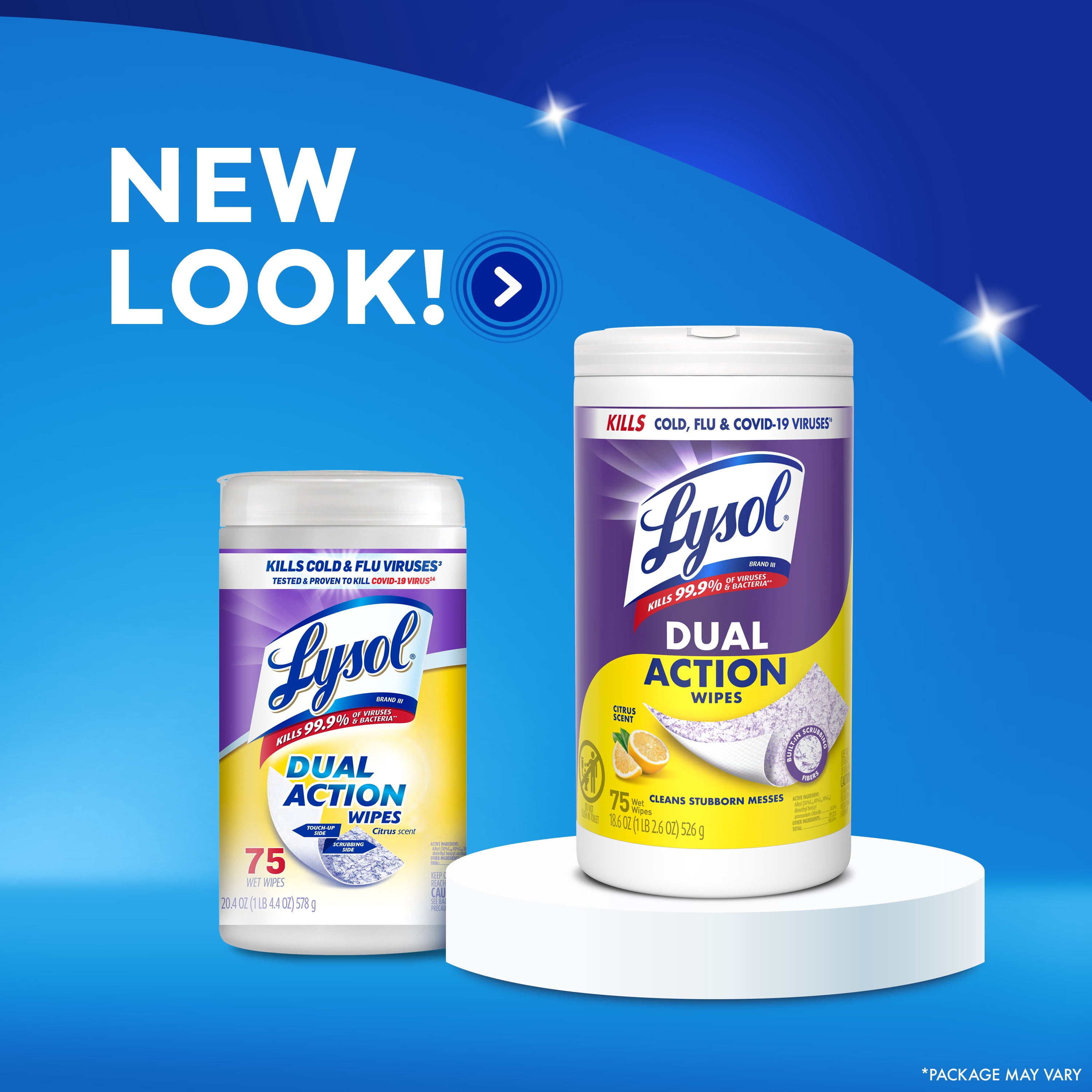 (2 pack) Lysol Dual Action Disinfectant Wipes, Multi-Surface Antibacterial Scrubbing Wipes, For Disinfecting and Cleaning, Citrus Scent, 75 Count