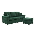 thumbnail image 2 of Noble House Elena 4-Seater L-Shaped Corduroy Sectional Sofa with Pull-Out Storage, Ottoman for Living Room, Emerald, 2 of 12