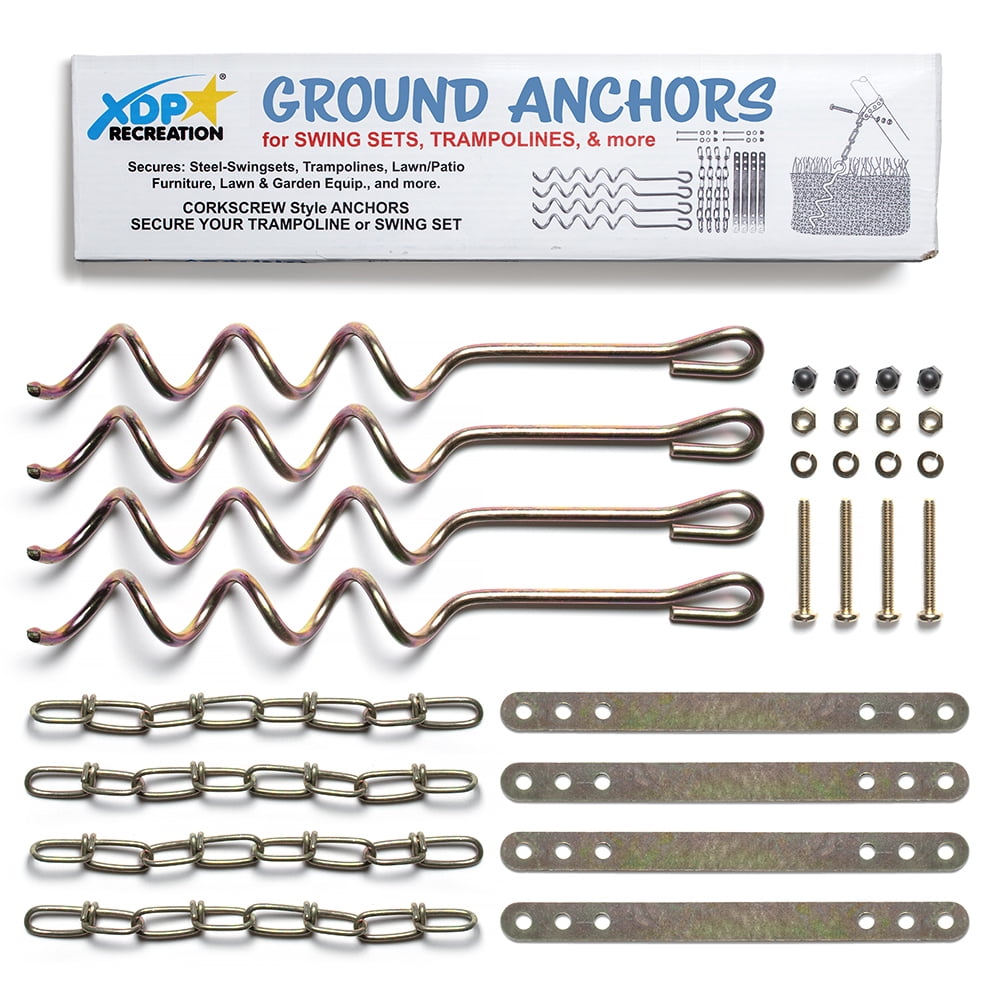 XDP Recreation Metal Ground Anchor kit for anchoring Swing Set, Trampoline,  and Patio Furniture.