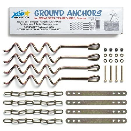 XDP Recreation Metal Ground Anchor kit for anchoring Swing Set, Trampoline, and Patio Furniture