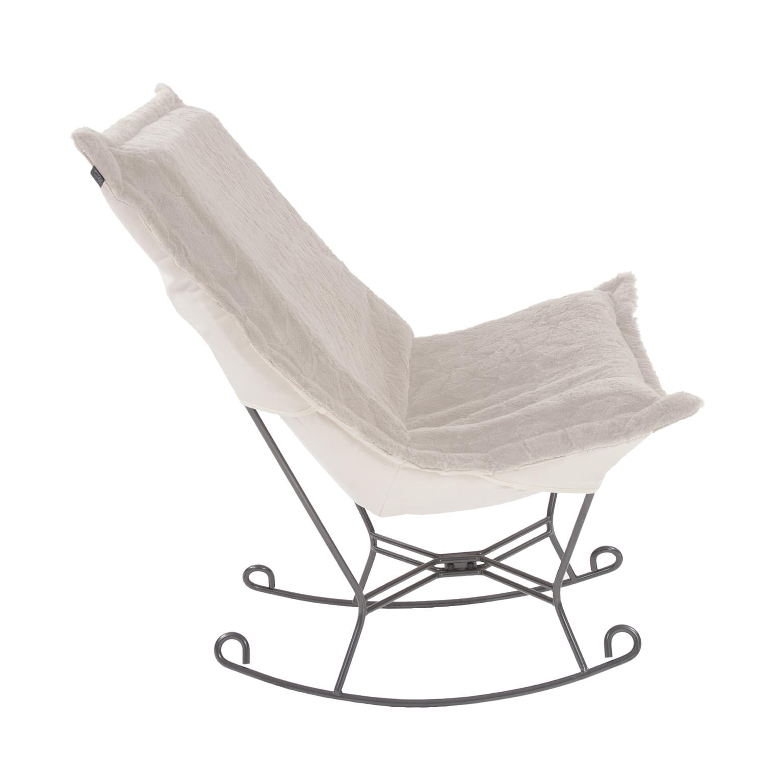 Scroll Puff Rocker Angora Natural