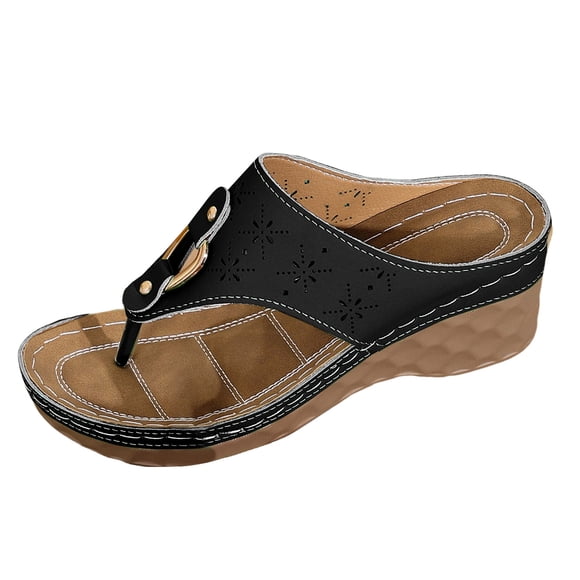 DAFEI Women Beach Sandals Women's Wedge Sandals Platform Casual Shoes Floral Flip Flops Fashionable Toe Wedge Sandals Beach Sandals