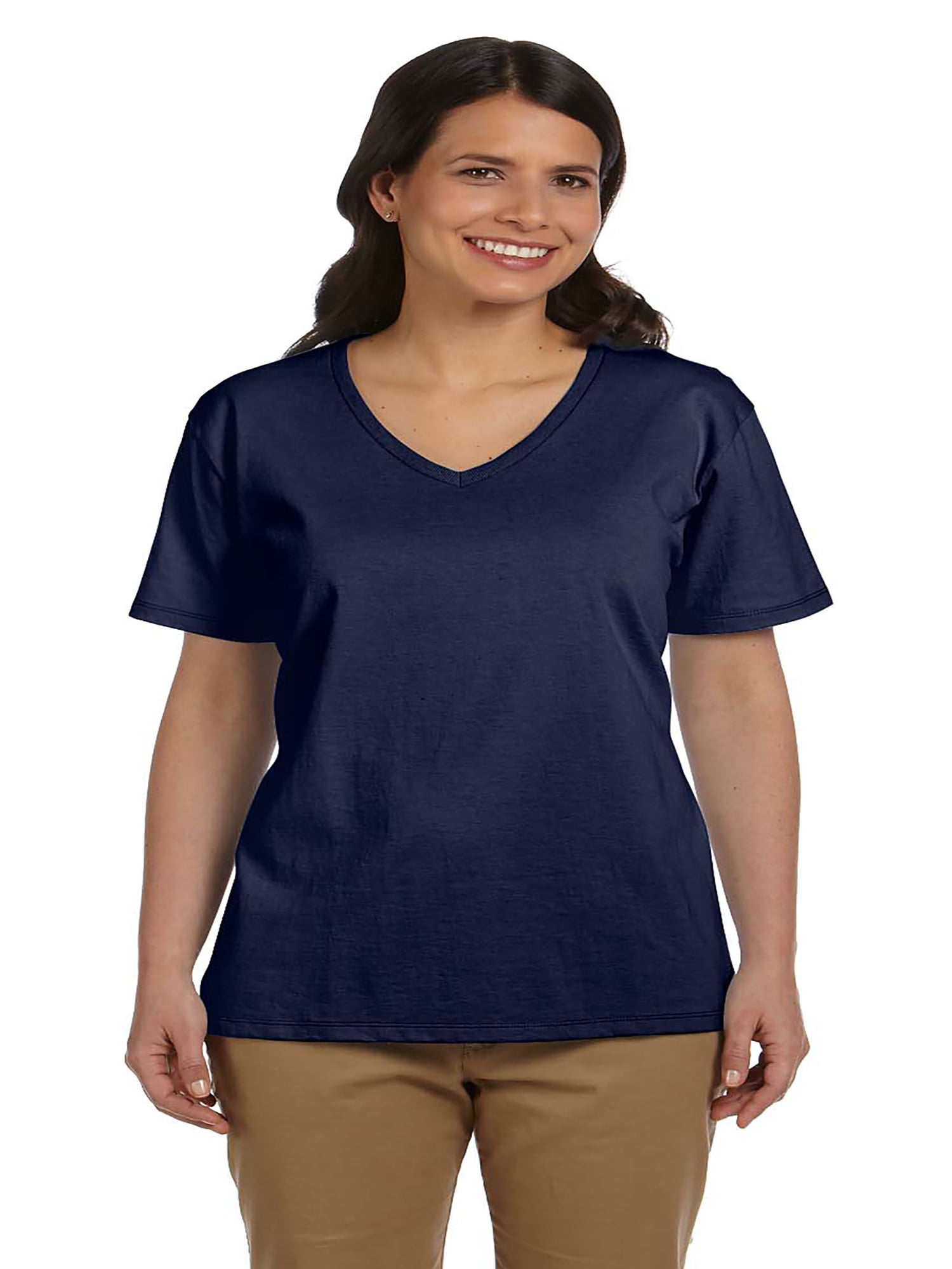 Hanes Relaxed Fit Women's ComfortSoft V-neck T-Shirt, Style 5780 ...