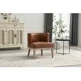 thumbnail image 2 of Dayalane Accent Chair, Mid-Century Modern Wooden Barrel Chair with Curved Back, Farmhouse PU Upholstered Round Side Chair for Living Room Bedroom Bistro Waiting Room, Brown, 2 of 10