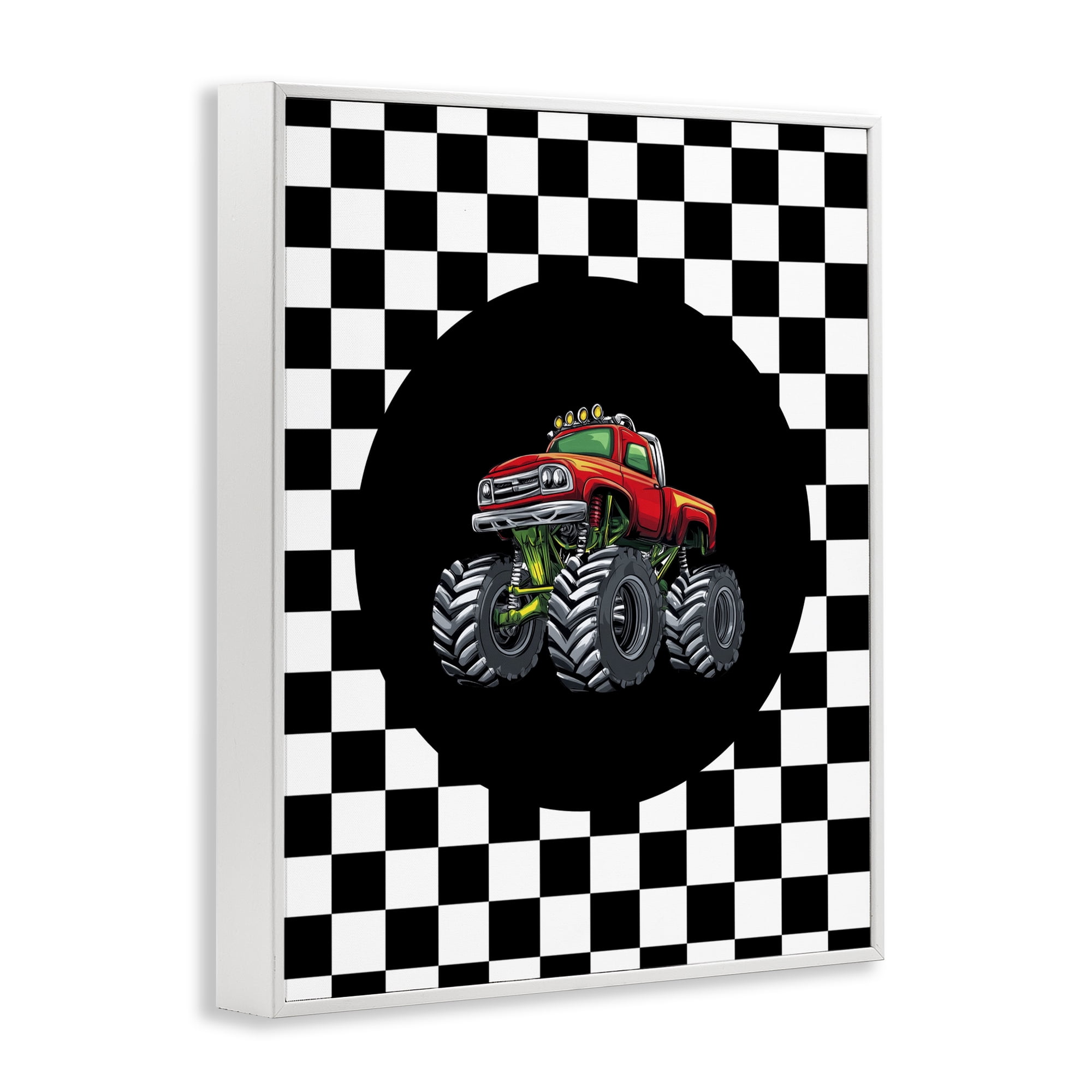 Monster Truck Dude White Framed Giclee Art, design by Kim Allen
