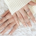 thumbnail image 4 of Rhodium Plated Sterling Silver 925 Huggie Cuffed V-Shaped Ring Band White CZ Female Size 9, 4 of 4