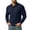 Dark Blue, variant on Men Vertical Ribbed Knit Long Sleeve Shirt Chest Patch Pocket Lapel Collar Two Button Placket Slim Fit Golf Daily Casual Tops Black S