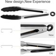 thumbnail image 3 of Premium Stainless Steel Locking Kitchen Tongs with Silicon Tips, Heat Resistant Cooking Tongs Set of 3-7", 9" and 12" (Black), 3 of 7