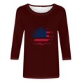 thumbnail image 4 of Fiudx Ofertas Flash Artículos En Oferta Blusa Holgada con Estampado Del Día de La Independencia, Manga Tres Cuartos, Cuello Redondo, Informal, para Mujer, 4 of 4