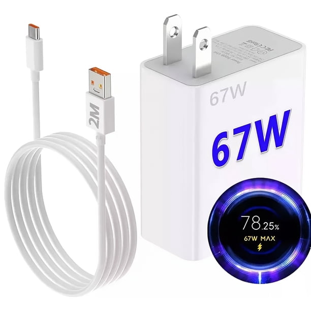 Cargador de Pared Rápido de 67W Compatible con Xiaomi Mi 17 15 14 13 12 14t 13t 12t 12s Pro Lite Redmi Note K60 K50 11 11s 12 Pro Plus Poco X6 F5 X5 F4 X4 Gt Black Shark Mix Fold 2 3 3ft Cable Tipo C