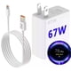 thumbnail image 1 of Cargador de Pared Rápido de 67W Compatible con Xiaomi Mi 17 15 14 13 12 14t 13t 12t 12s Pro Lite Redmi Note K60 K50 11 11s 12 Pro Plus Poco X6 F5 X5 F4 X4 Gt Black Shark Mix Fold 2 3 3ft Cable Tipo C, 1 of 8