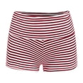 thumbnail image 5 of XIAONU Women's Striped Fold-Over Yoga Shorts Slim Fit Above Knee Stretch Waist Soft Active Lounge Bottoms, 5 of 5