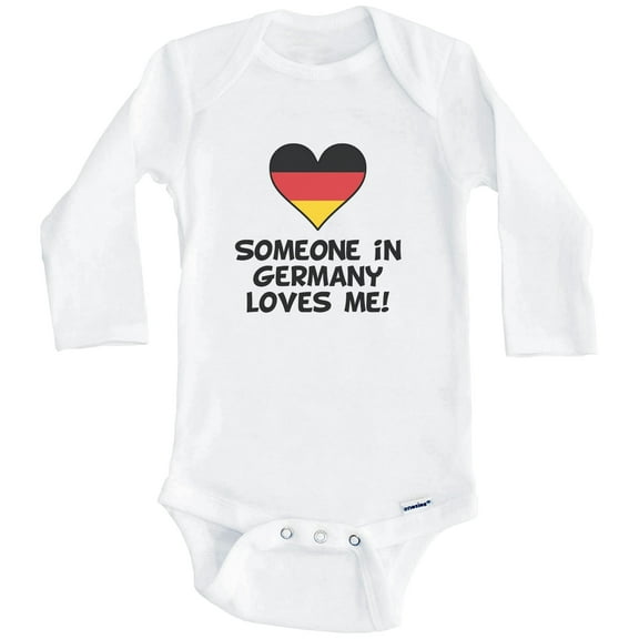 Someone In Germany Loves Me German Flag Heart One Piece Baby Bodysuit (Long Sleeve), 0-3 Months White