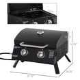 thumbnail image 2 of 2-Burner Propane Gas BBQ Grill, Portable Tabletop Outdoor Barbecue with Lid, Thermometer & Foldable Legs, Carbon Steel Smoker for Camping, Picnic, Backyard, Black, 22.4" L, 2 of 7