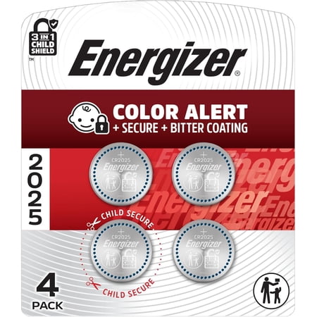 2025 Batteries (4 Pack), 3V Lithium Coin Batteries With 3-in-1 Child Shield