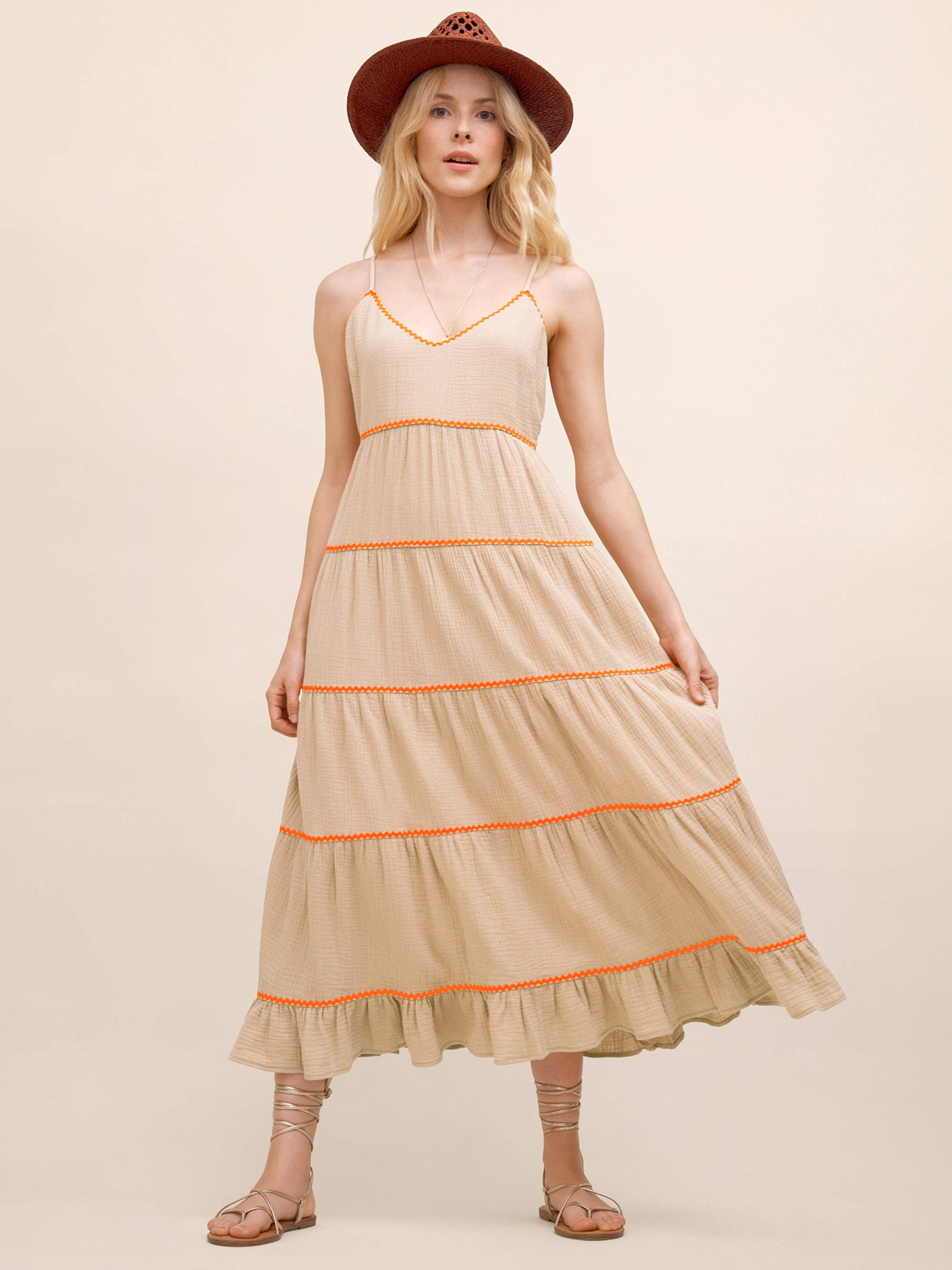 Scoop Women's Ruffle Hem Tiered Neon Scallop Seamed Midi Dress ...