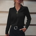 thumbnail image 2 of Chbgutlmr Business Casual Tops for Women Lapel V Neck Stain Long Sleeve Dressy Office Work Blouses Shirts, 2 of 7