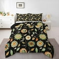 thumbnail image 3 of Homewish Vintage Bohemian Flower Full Size Comforter Sets, Black Yellow Green Bedding Comforter Set, Hippie Plant Botanical Reversible Bedding Sets, Microfiber Bedroom Decor, 3pcs, 3 of 8