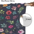 thumbnail image 6 of Floral Blackout Curtains, Watercolor Floral Boho Flower Decoration Curtains Window Treatments for Living Room Bedroom Kithen Decor 2 Panel Sets, 52x84 Inch, 6 of 6