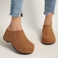 thumbnail image 5 of Women's Slip-On Platform Mule Clogs, Faux Suede Wedge Comfort Shoes, Casual Backless Loafers, 5 of 6