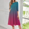thumbnail image 2 of FrzhBrz Women's 3/4 Sleeve A-line and Flare Midi Gradient Long Dress Hot Pink, 2 of 5