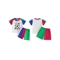 thumbnail image 2 of BemeyourBBs Kids Toddler Baby Boys Football Outfit Infant Baby Boy Summer Clothes Football It's In My DNA Letter Print Short Sleeve T Shirt Elastic Waist Shorts 2 Piece Set, 2 of 9