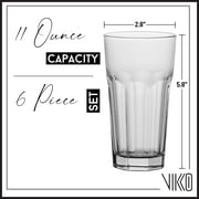 Madison - 11 Ounce Drinking Glasses | For Water, Juice, Soda, etc. Thick and Durable Glass Dishwasher Safe Set of 6 Large Clear Glass Tumblers 3 x 5.8