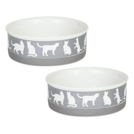 UPC: 0072456143969 | Pet Bowl Cats Meow Gray Medium 6Dx2H (Set of 2)