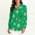 thumbnail image 6 of Womens Tops Long Sleeve Christmas Shirt Button Down Shirt Casual Beach Shirts,Blouse for Women Green M, 6 of 6